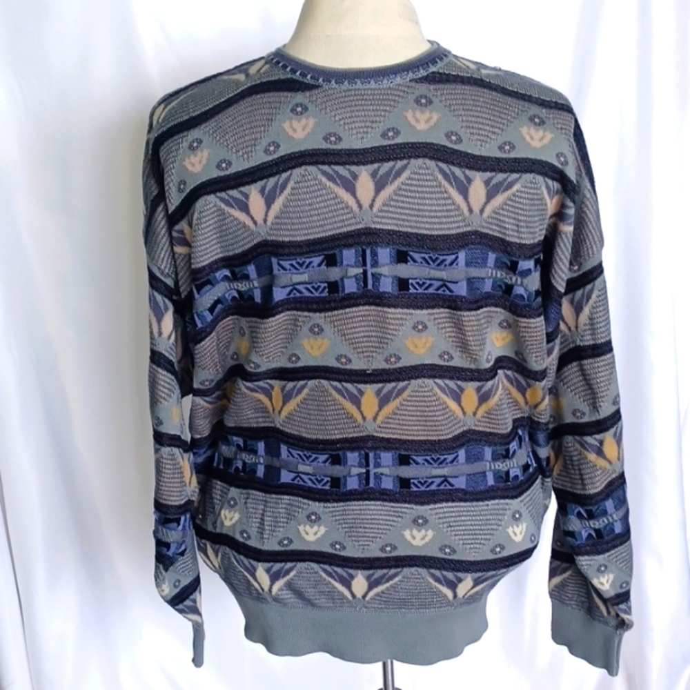 St. Croix Knits Vintage 80s Funky Pattern Sweater size XL